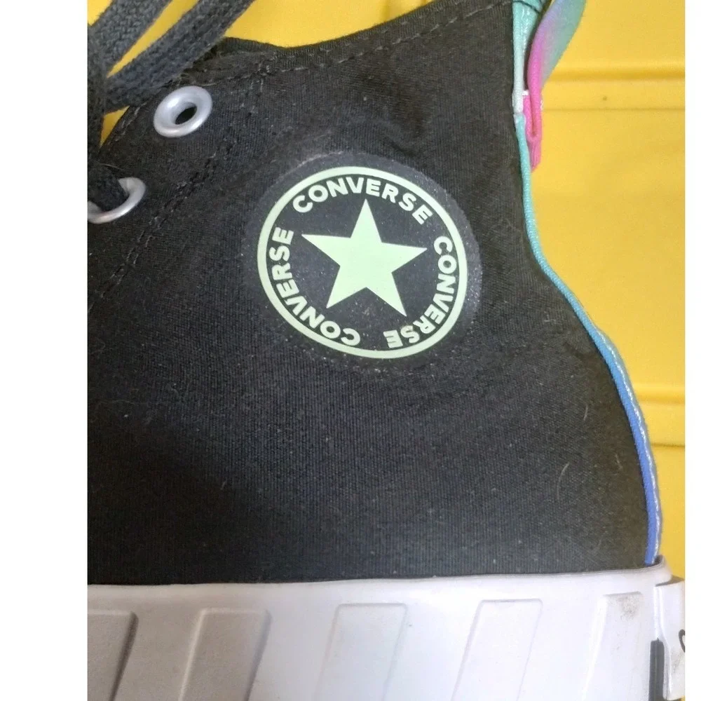 Converse Not-a-Chuck High Top Sneakers Black Multi Color Gradient Logo M4/W6